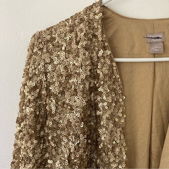 Chico's Travelers Collection Gold Sequined Jacket Size Small - Picture 6 of 9